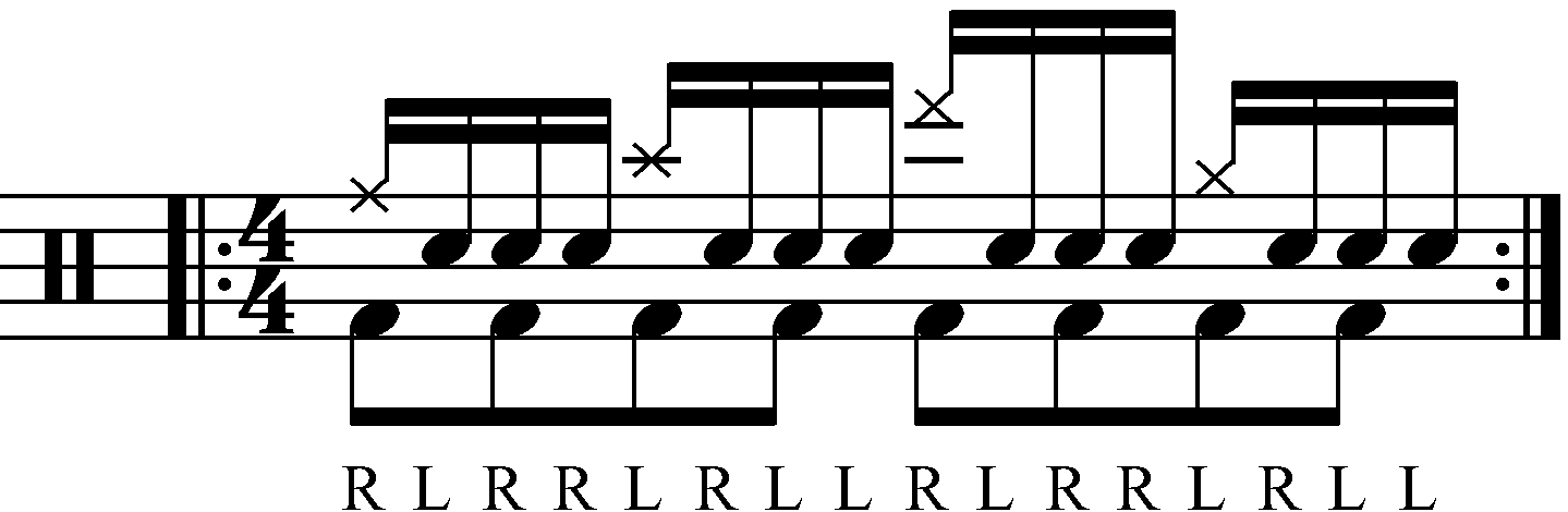 The standard Paradiddle with moving quarter notes