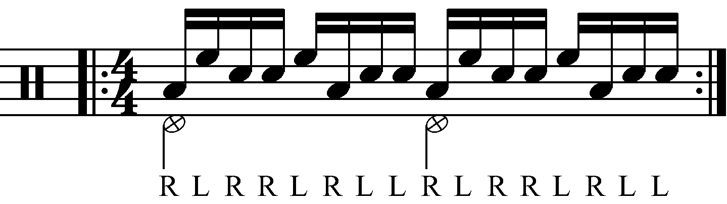 The standard Paradiddle with moving single strokes