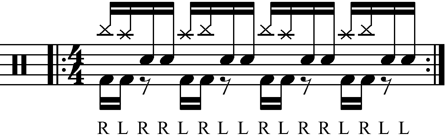 The standard Paradiddle with moving single strokes