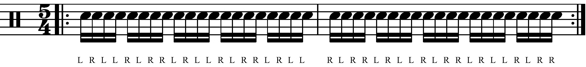 A Paradiddle in 5/4 with reverse sticking