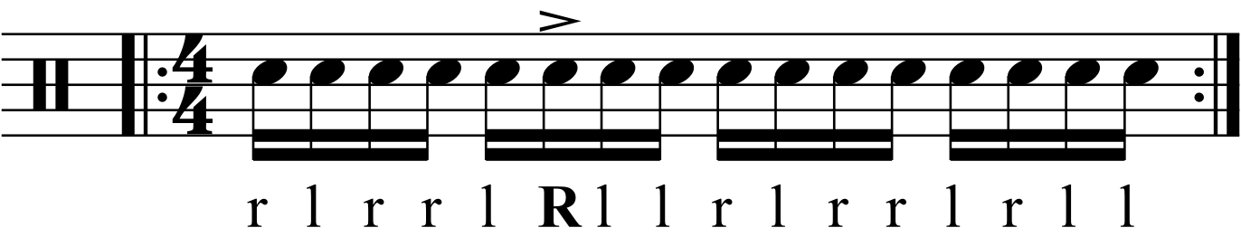 Accenting e counts in a paradiddle