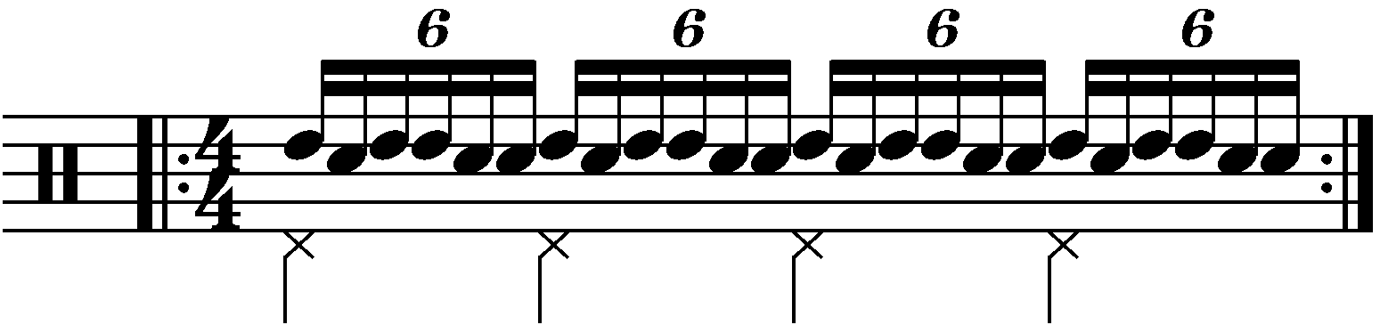 Paradiddle diddle with each hand playing a different drum