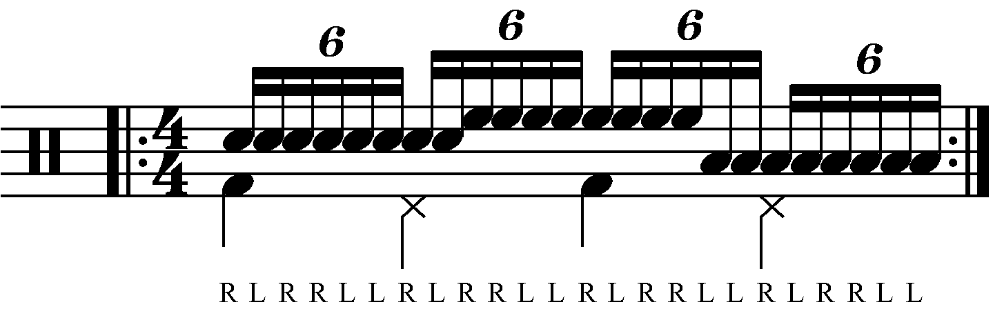 Paradiddle Diddle played as groups of eight