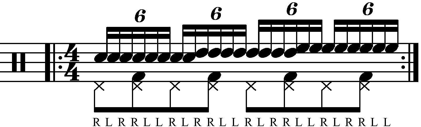 Paradiddle Diddle played as groups of eight