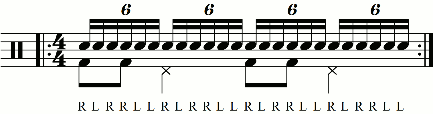 Applying level 0 groove movements on the feet under a paradiddle diddle