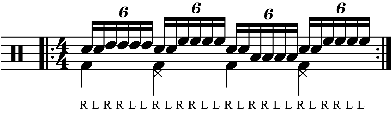 Paradiddle Diddle with moving double strokes