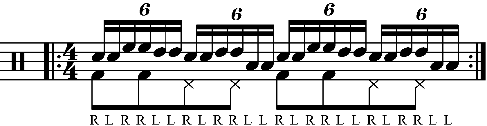 Paradiddle Diddle with moving double strokes