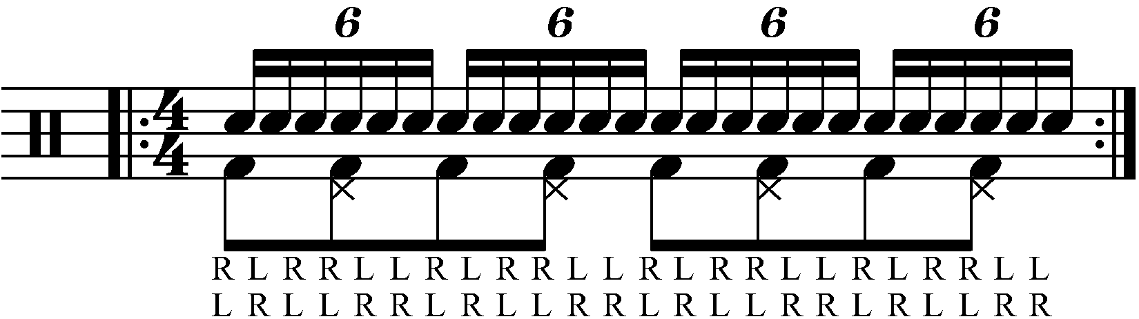 Adding eighth note feet under a paradiddle diddle