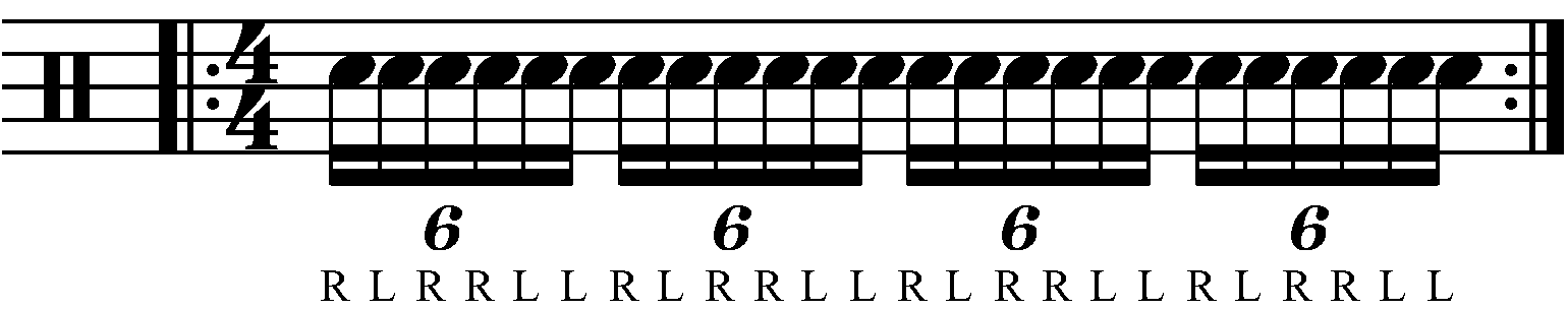The Paradiddle Diddle as sextuplets.