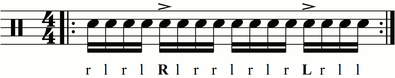 Accenting a triple paradiddle