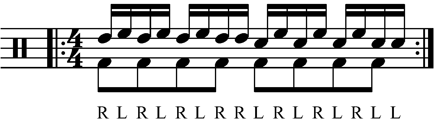 Triple Paradiddle with each hand playing a different drum