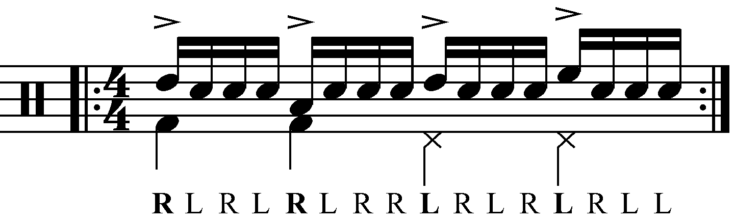 The Triplet Paradiddle with moving quarter notes