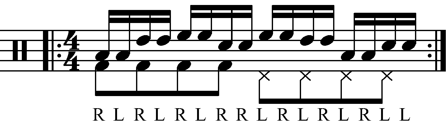Triple Paradiddle played as groups of Two