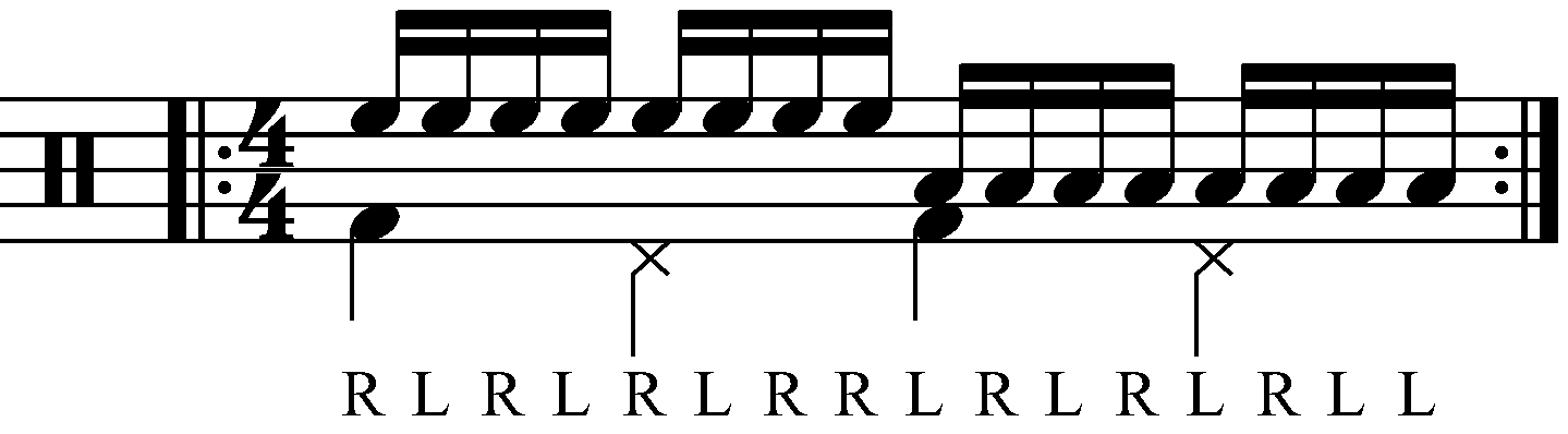 Triple Paradiddle played as groups of Eight