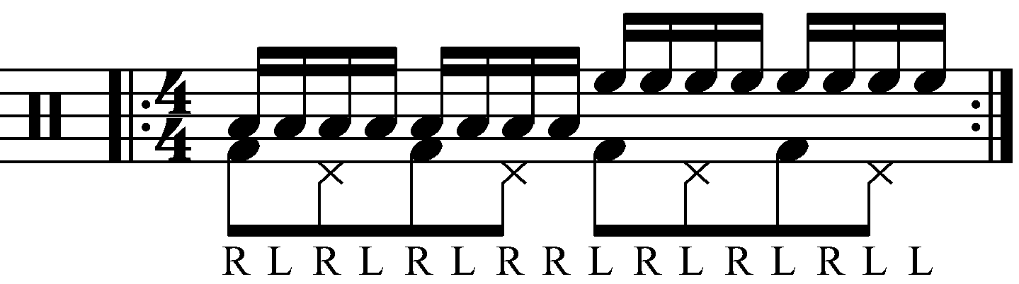 Triple Paradiddle played as groups of Eight
