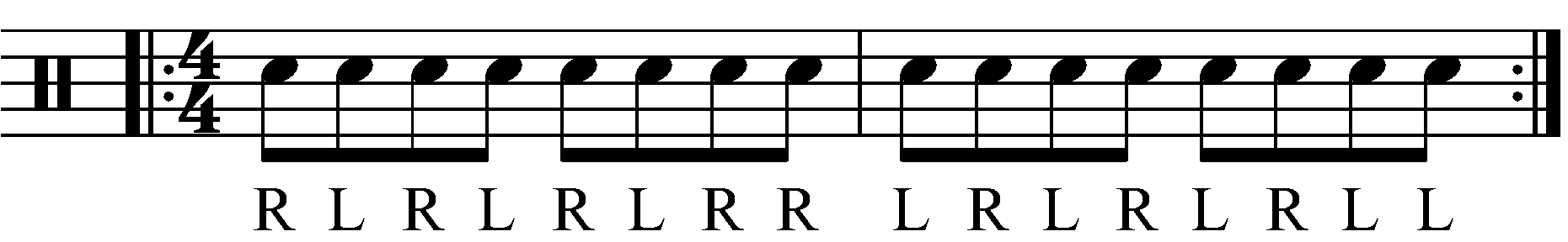 A triple paradiddle in standard sticking.
