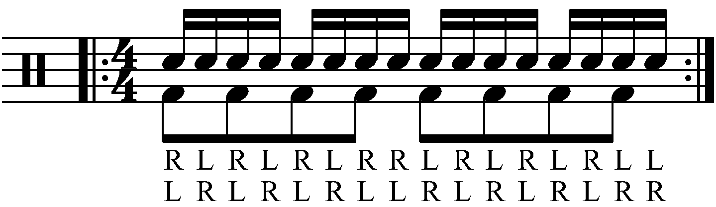Adding feet under a triple paradiddle