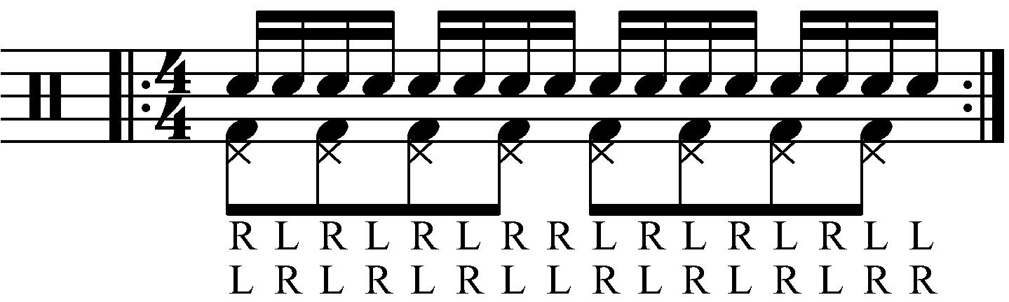 Adding feet under a triple paradiddle