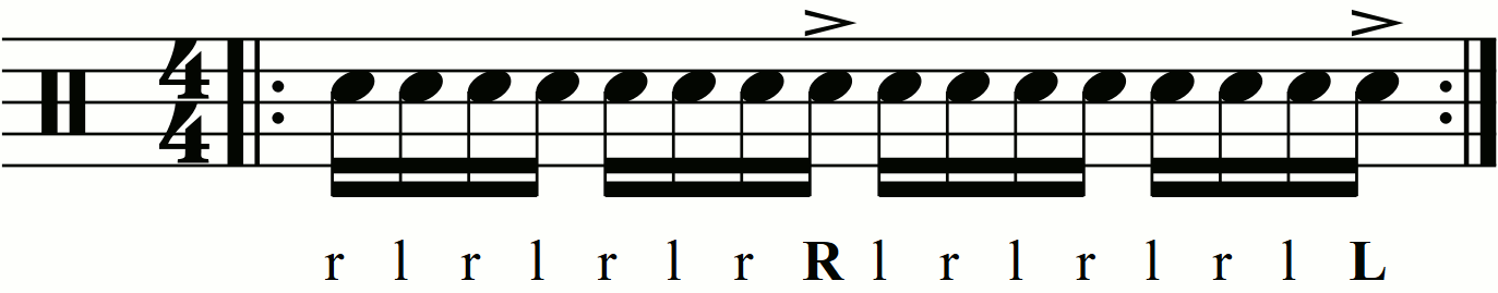 Accenting a triple paradiddle