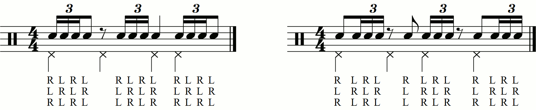Adding feet under a single stroke 4 with an altered rhythm