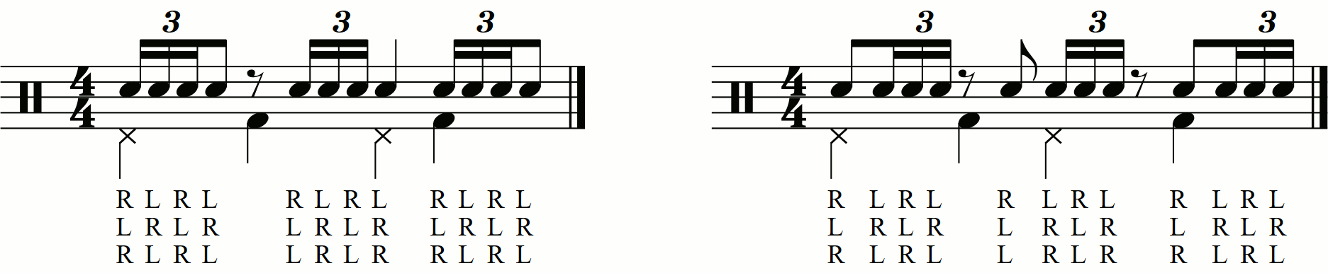Adding feet under a single stroke 4 with an altered rhythm