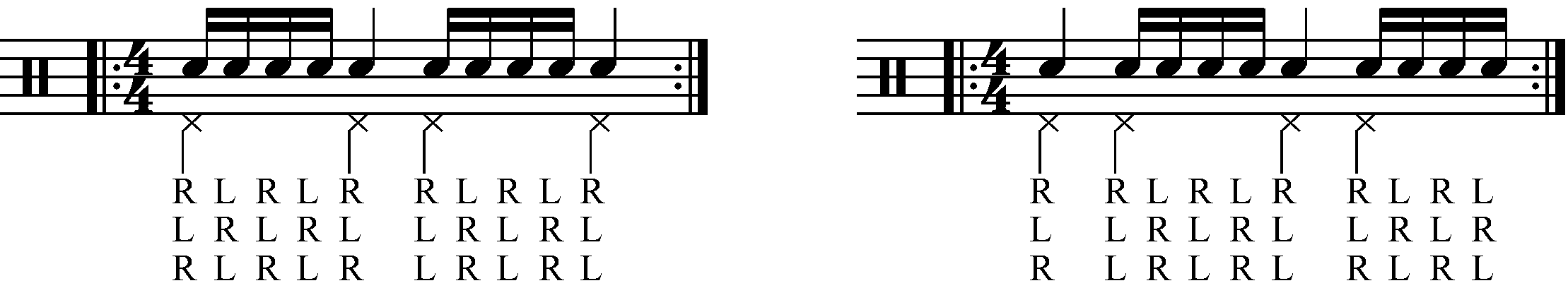 Adding quarter note feet under a single stroke 5