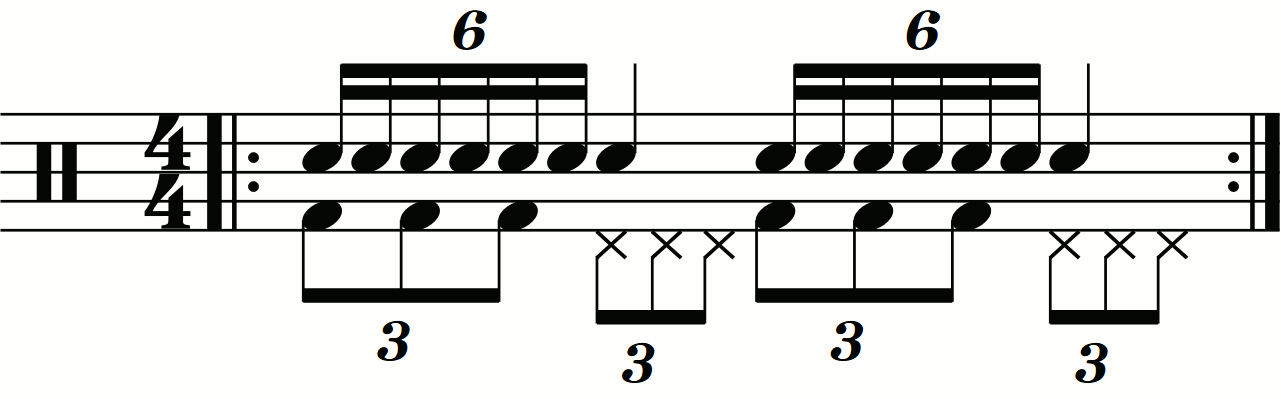Single stroke seven with eighth note triplet feet