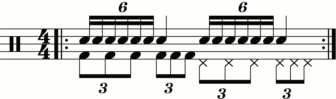 Single stroke seven with eighth note triplet feet