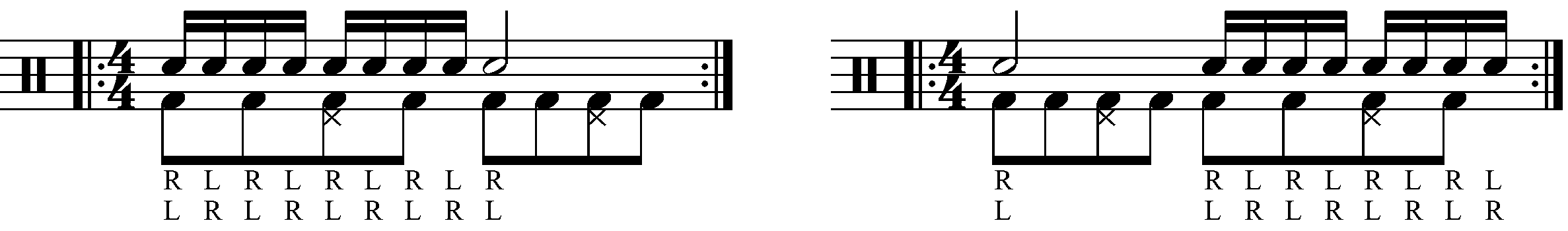 Adding eighth note feet under a single stroke 9