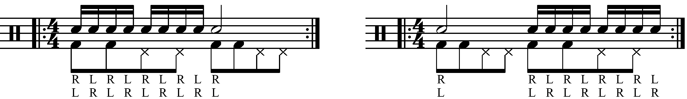 Adding eighth note feet under a single stroke 9