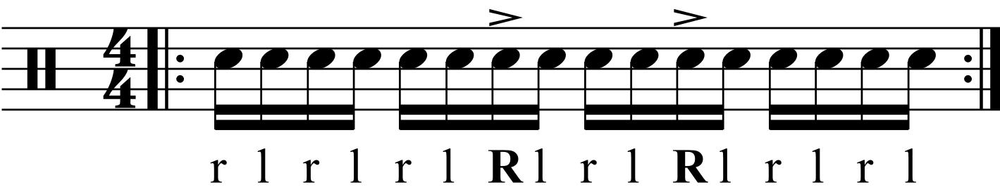 Accenting + counts in a single stroke roll
