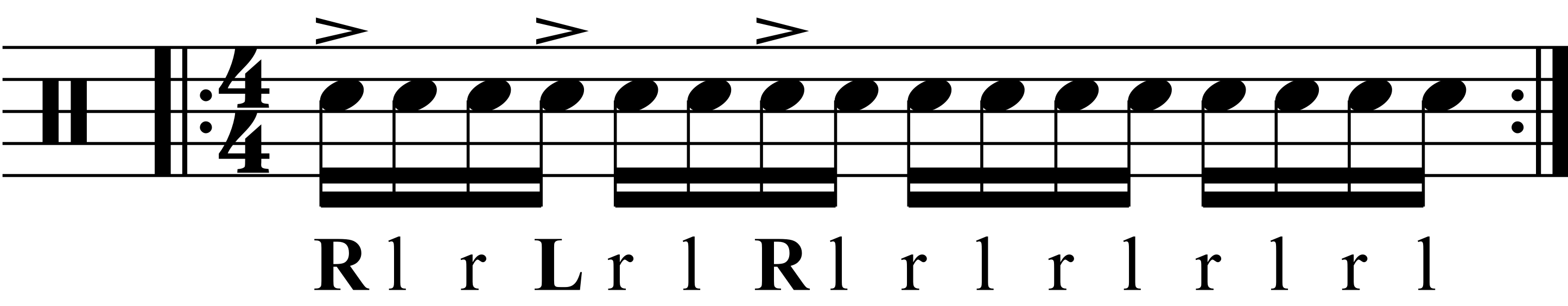 Syncopated accents in a single stroke roll