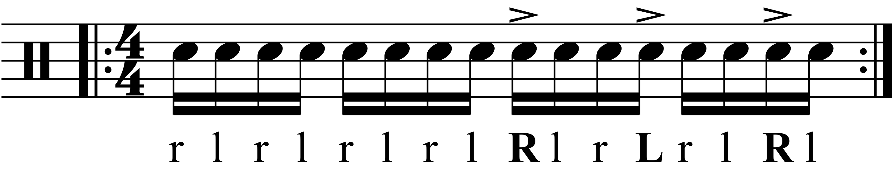 A syncopated accent exercise.