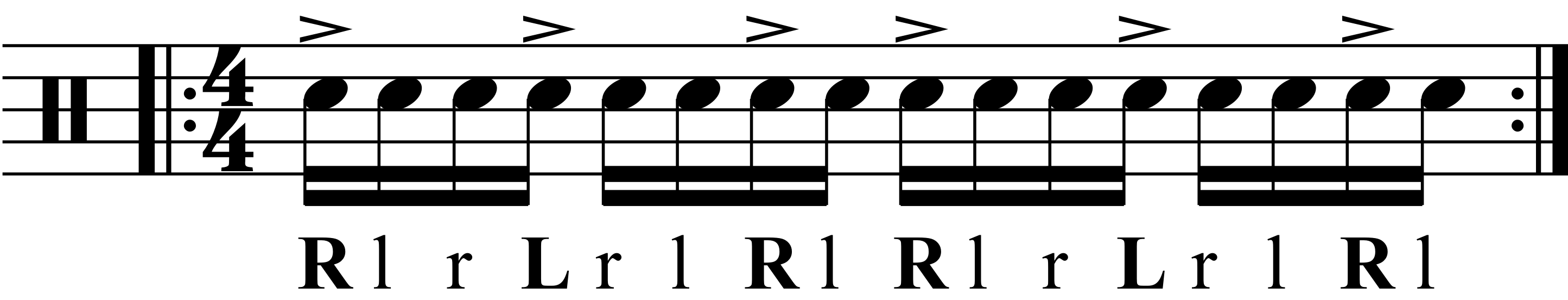 A single stroke roll exercise.
