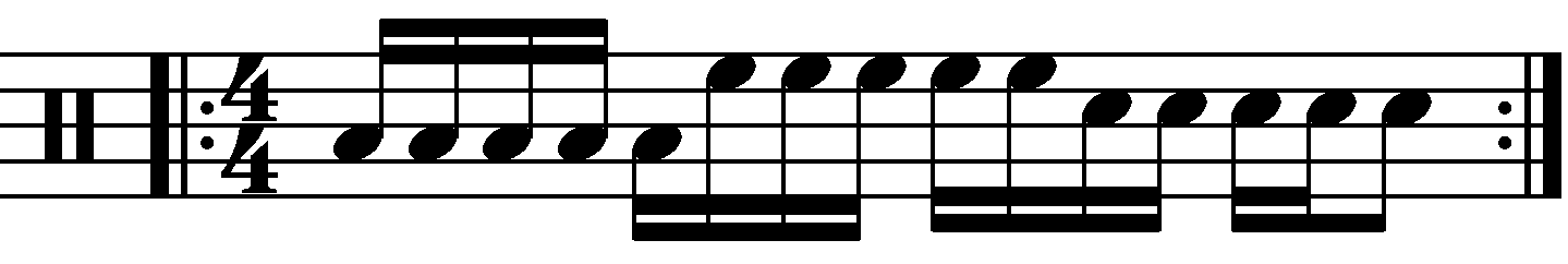 Single stroke roll played as groups of five