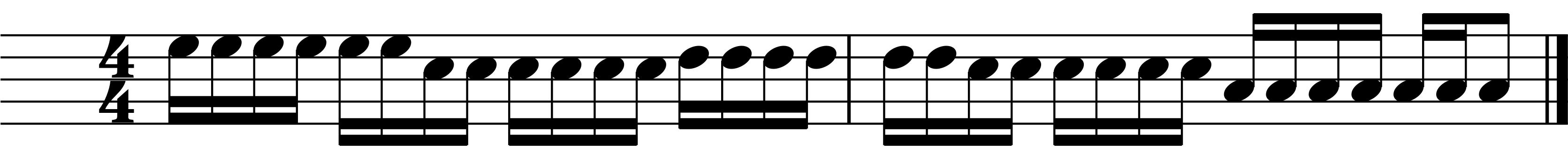 Single stroke roll played as groups of six