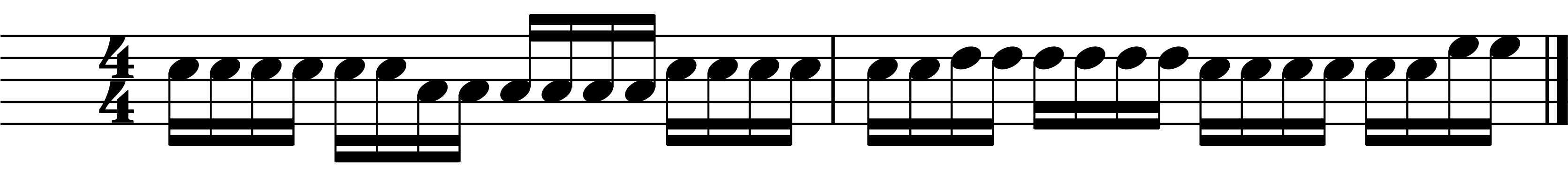 Single stroke roll played as groups of six