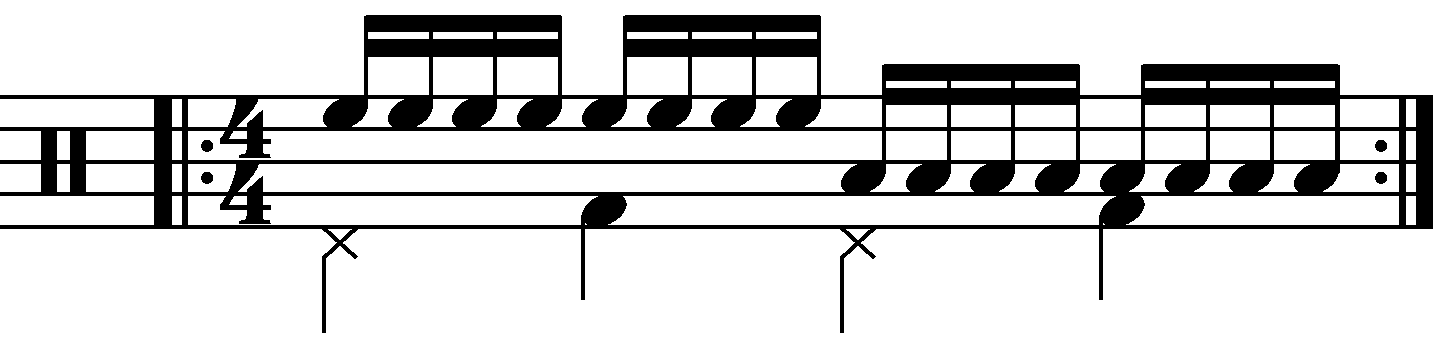 Single stroke roll played as groups of eight