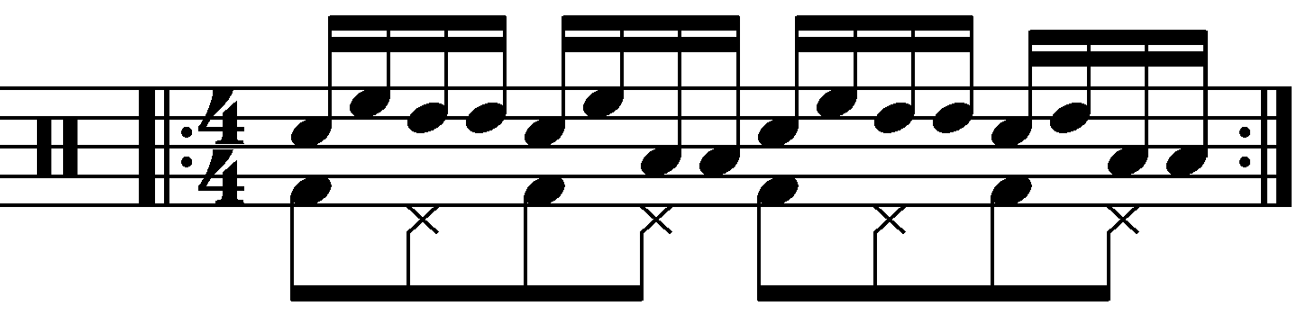 Single stroke roll played in the triangle pattern
