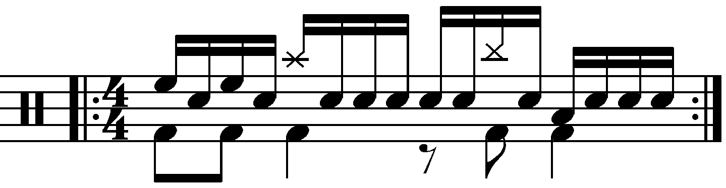 The Single Stroke Roll With Quarter And Eighth Note Crash And Tom Accents