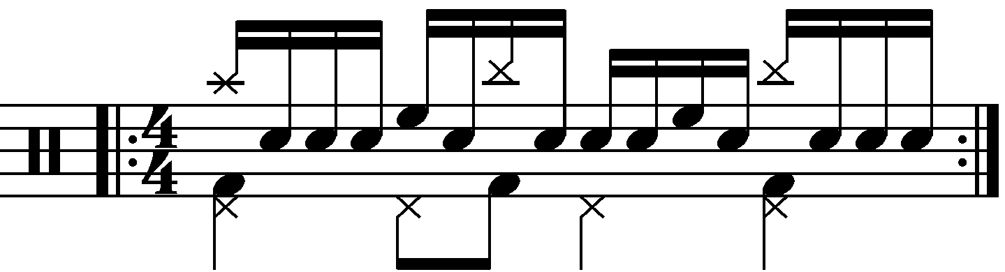 Single stroke roll played with simulated accents