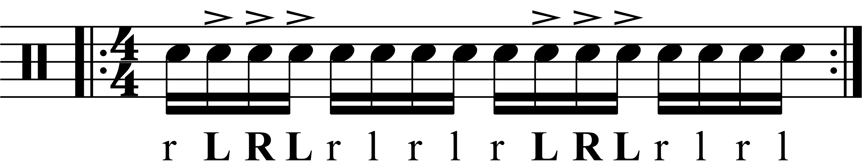 A single stroke roll exercise.