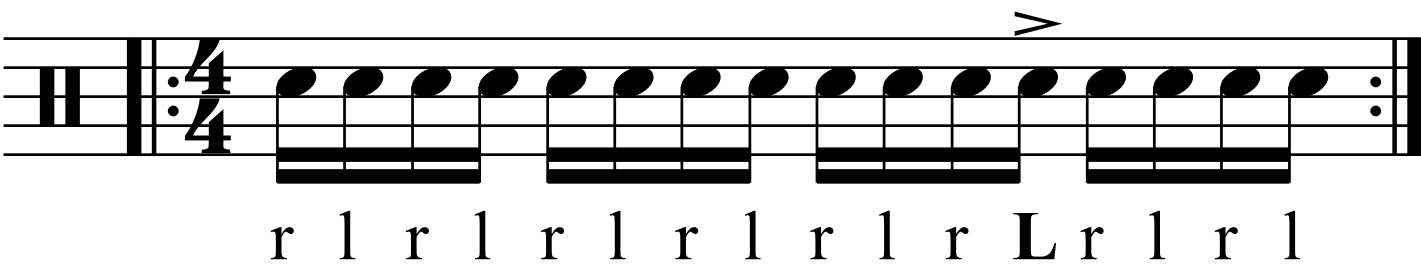 Accenting a counts in a single stroke roll
