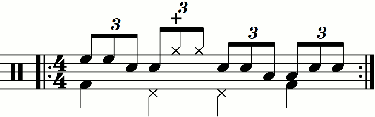 Double Stroke triplet orchestrated with the left hand planted