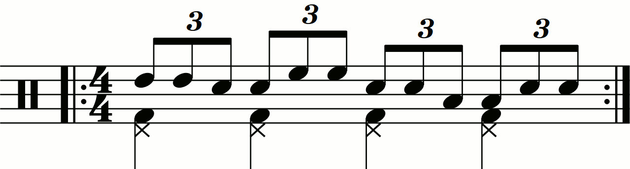 Double Stroke triplet orchestrated with the left hand planted