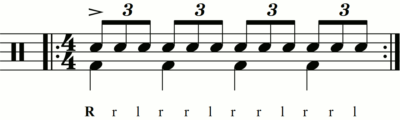 A reverse triplet with crotchet accents