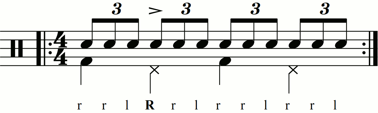 A reverse triplet with crotchet accents