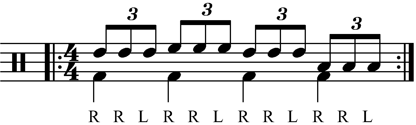 Reverse triplet played as groups of three