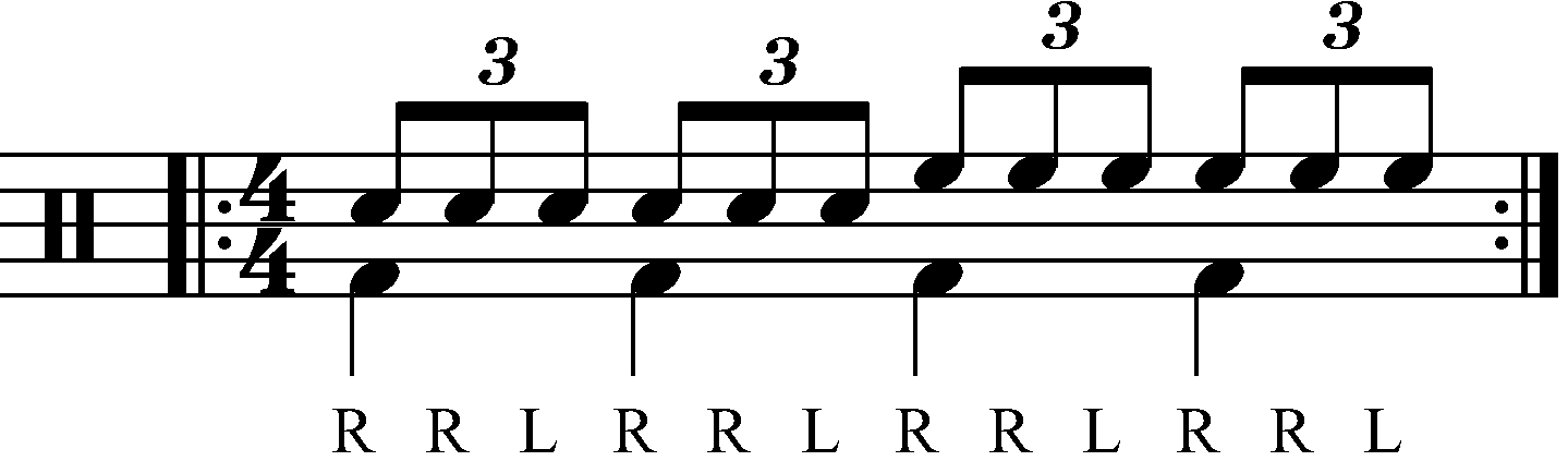 Reverse triplet played in groups of six