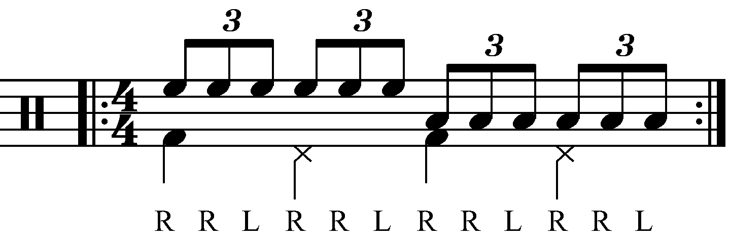Reverse triplet played in groups of six